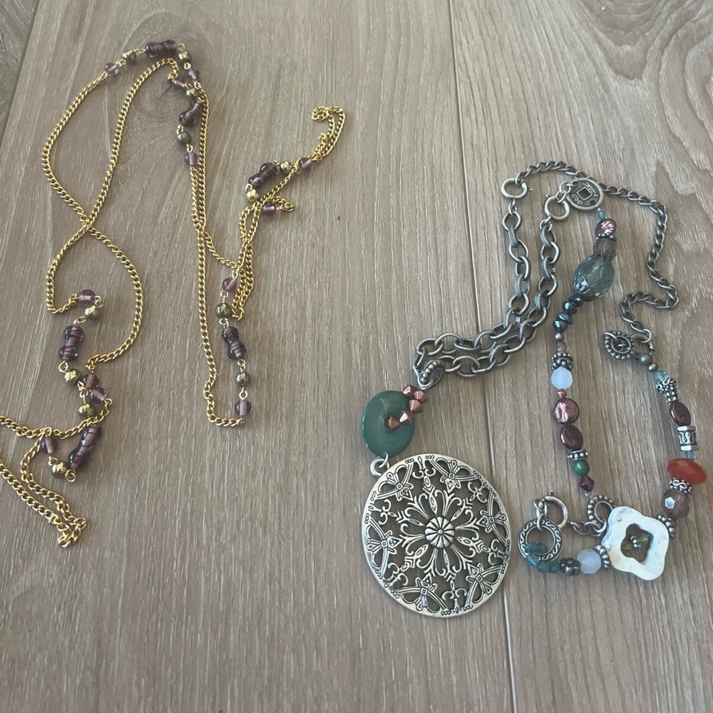 Necklaces Silver and Gold Tone Pendant Necklace Set - Qty. 2